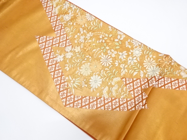 草花模様刺繍袋帯